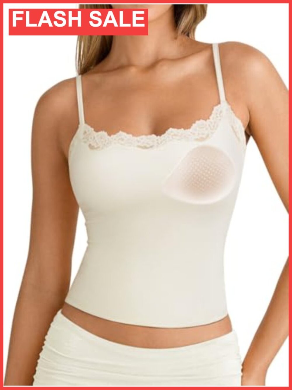 Lace Cami Tank Top Double Lined Padded Sleeveless Going Out Top